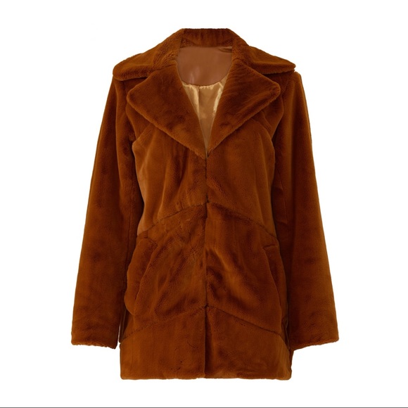 MINKPINK Pumpkin Spice Brown Fur Coat XS - Picture 4 of 7